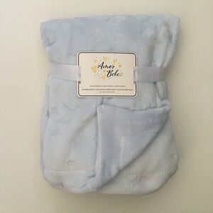 NEW Baby Blanket Blue Embossed Stars Soft Cozy Baby Gift | Amor Bebe